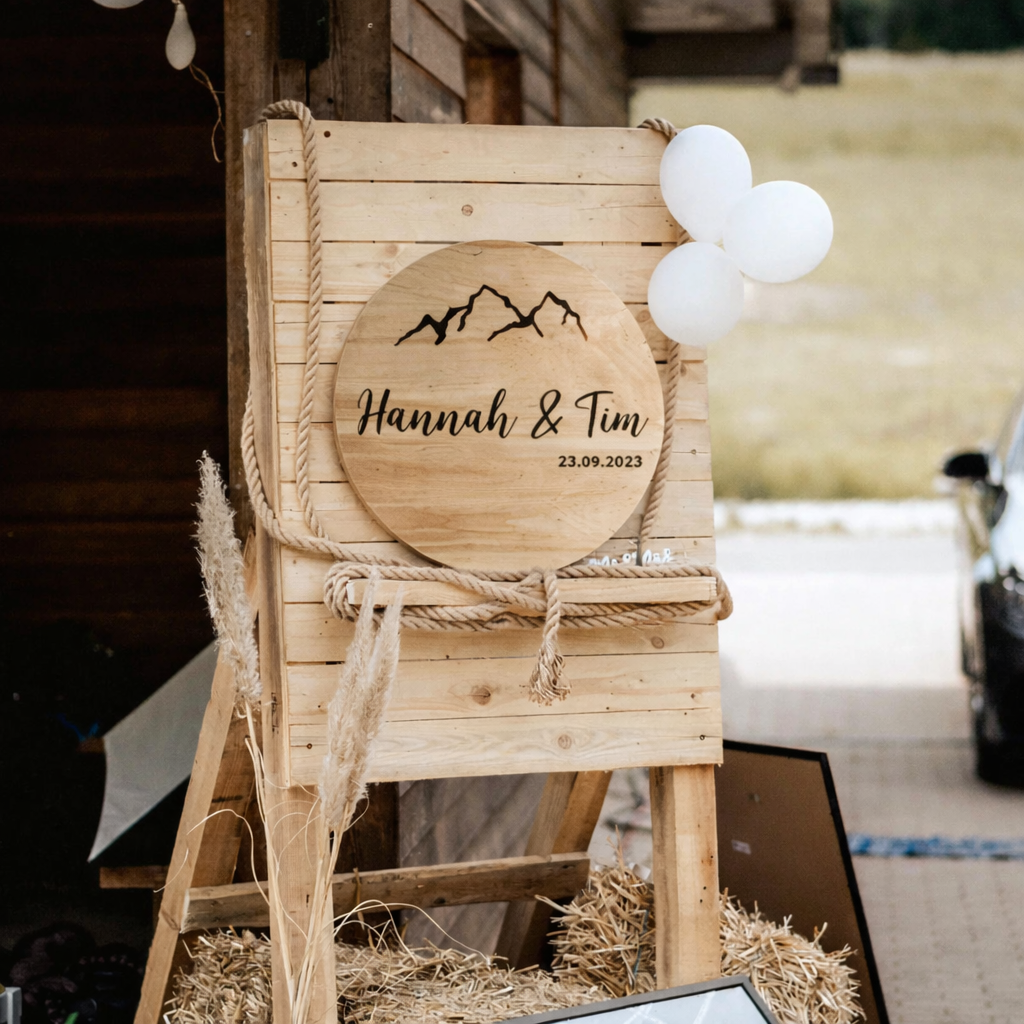 Berge Alternatives Gästebuch aus Holz