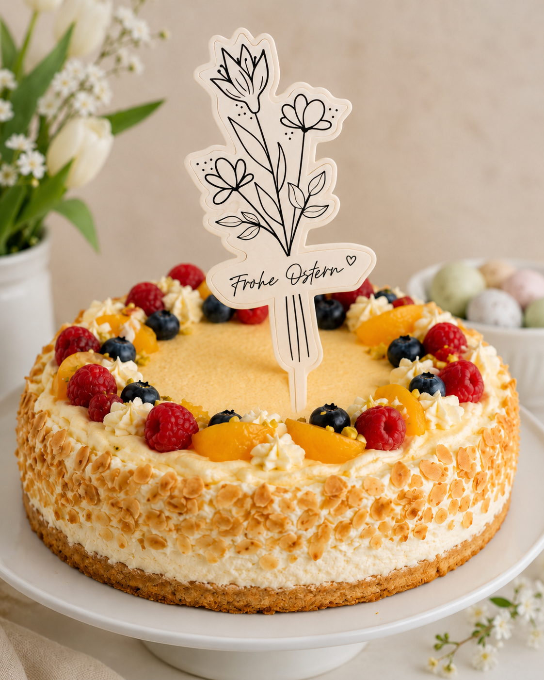 Oster Cake Topper Blume Frohe Ostern
