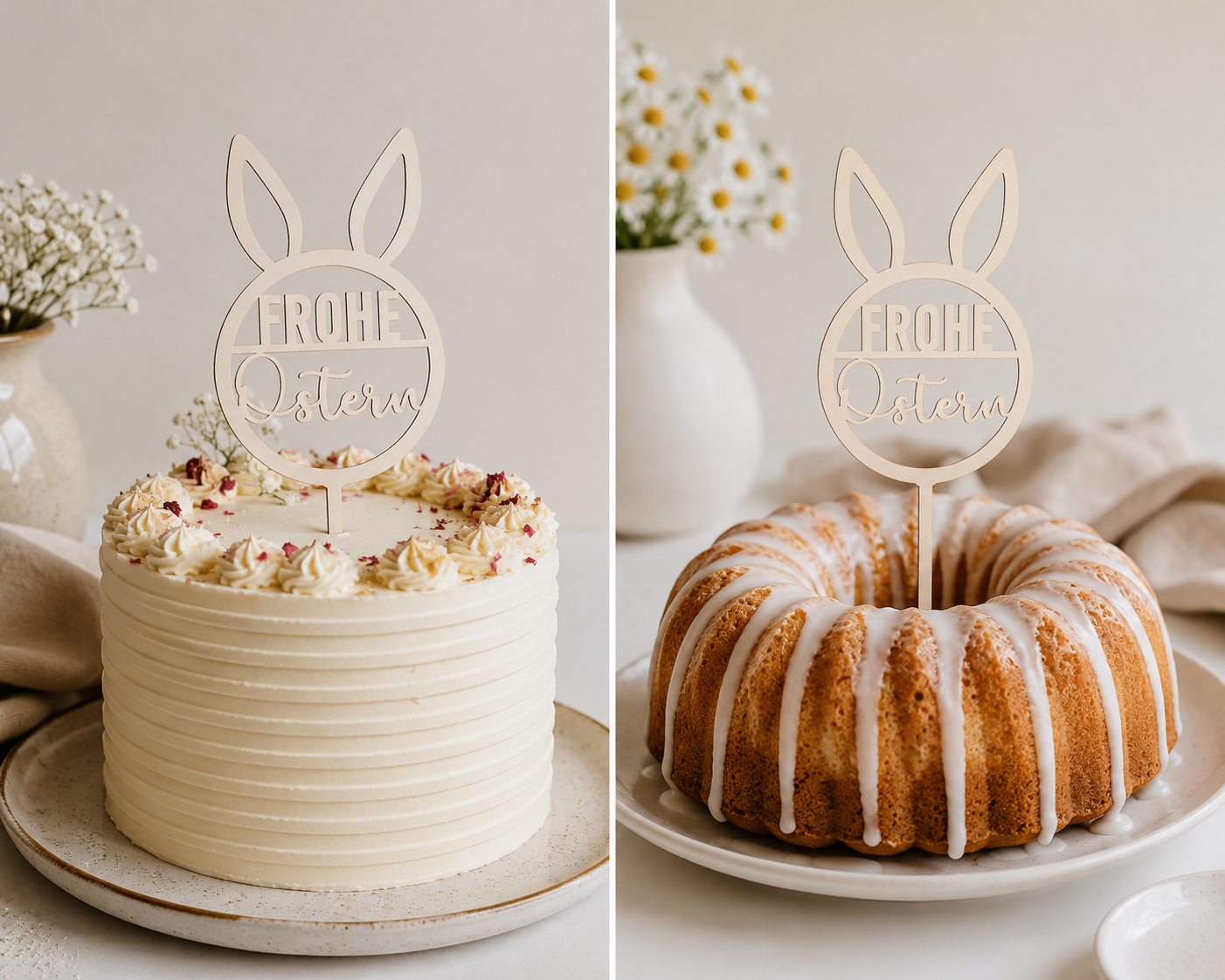 Oster Cake Topper Frohe Ostern mit Hasenohren