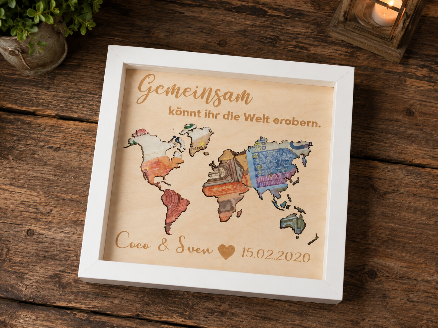 Bilderrahmen I Geldgeschenk - "Weltkarte"