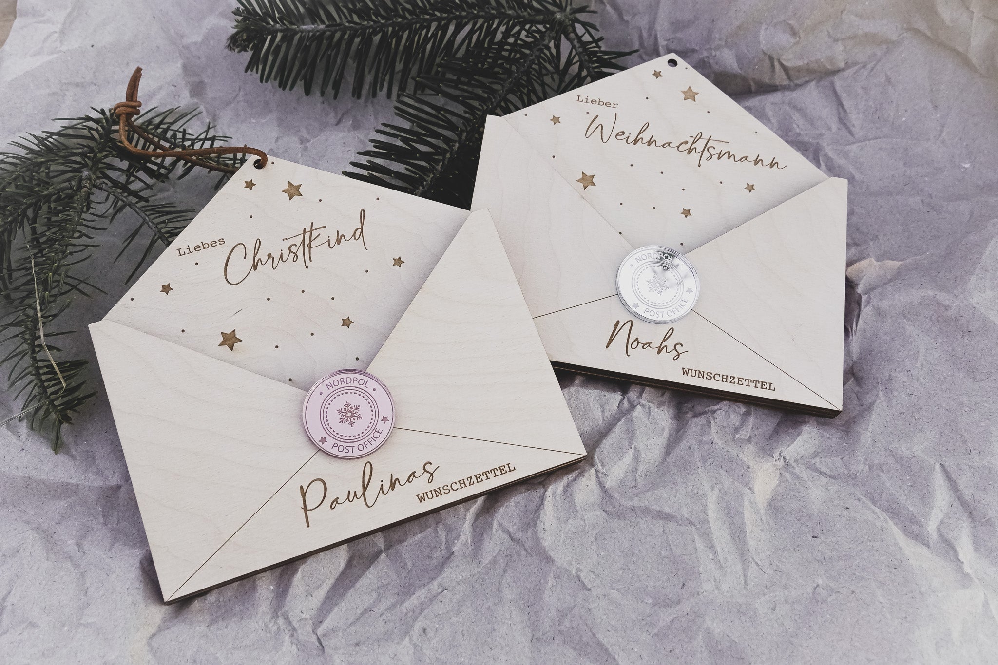 Wunschzettel Briefumschlag Weihnachtsmann & Christkind