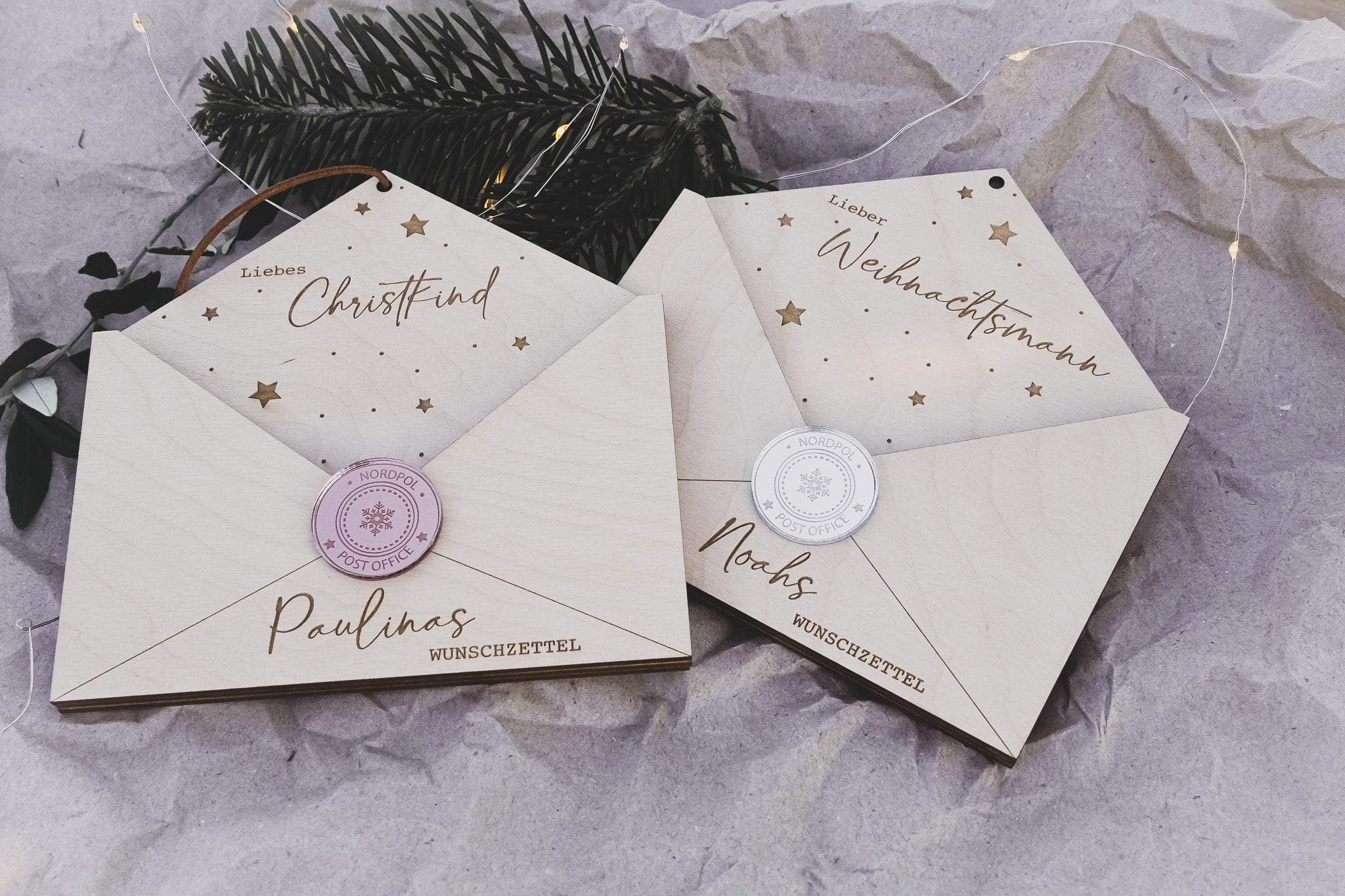 Wunschzettel Briefumschlag Weihnachtsmann & Christkind