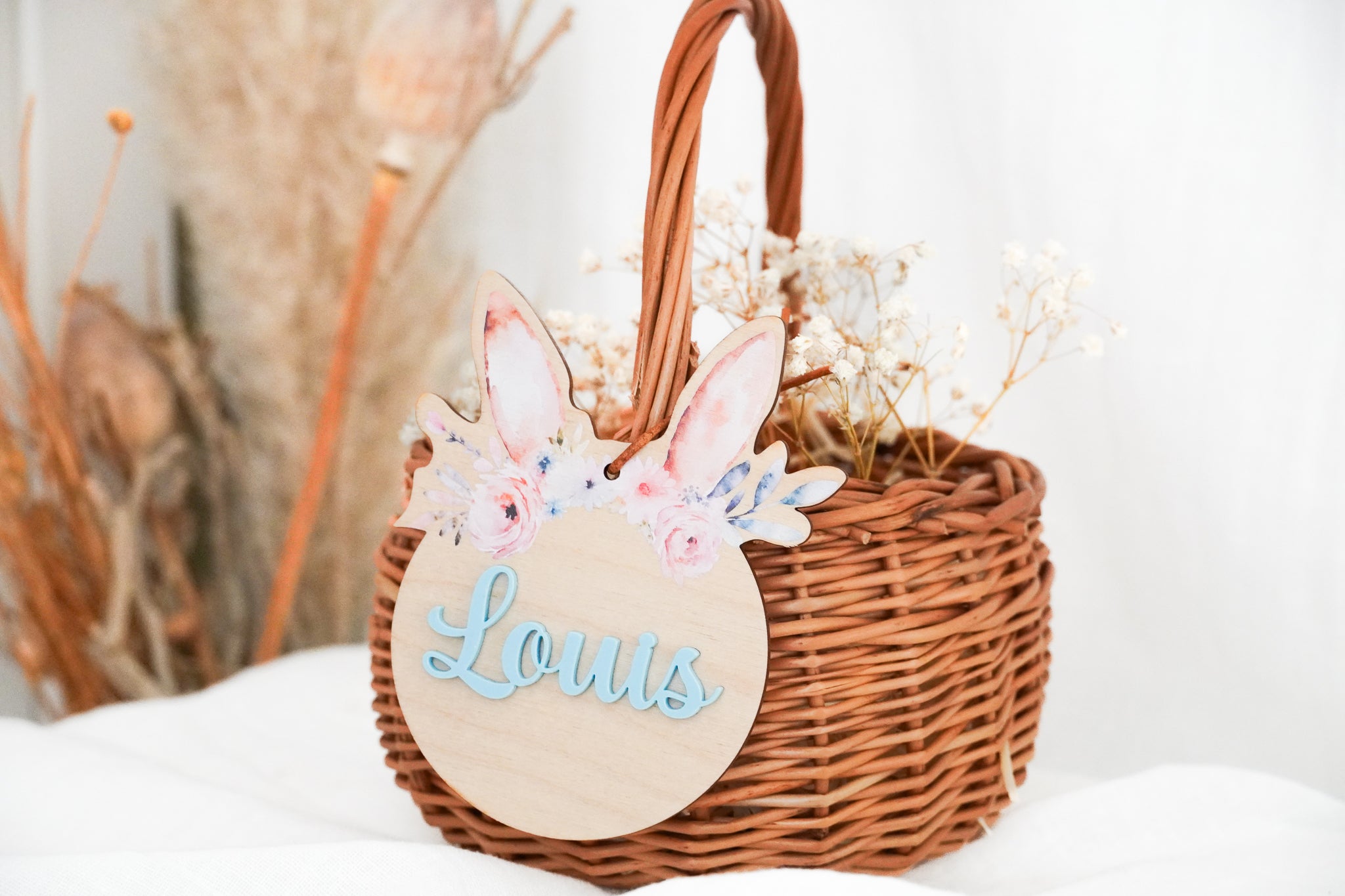Personalisierts Osterkörbchen für Kinder mit personalisiertem Ei - Anhänger