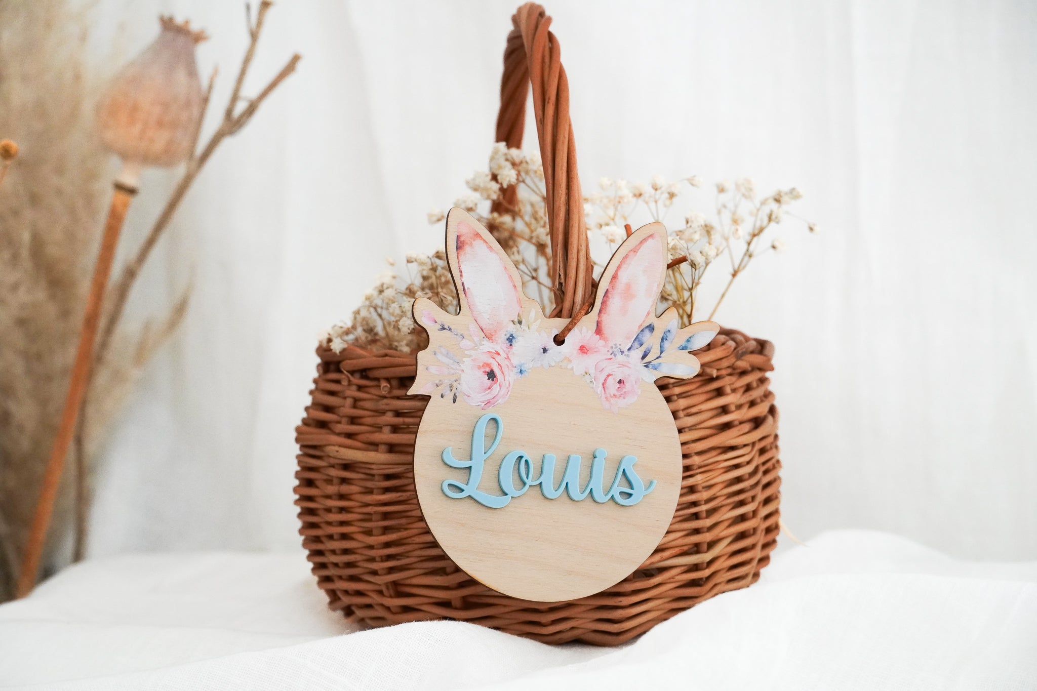 Personalisierts Osterkörbchen für Kinder mit personalisiertem Ei - Anhänger