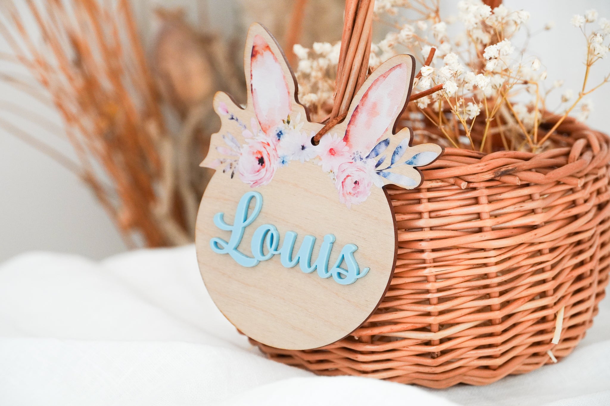 Personalisierts Osterkörbchen für Kinder mit personalisiertem Ei - Anhänger