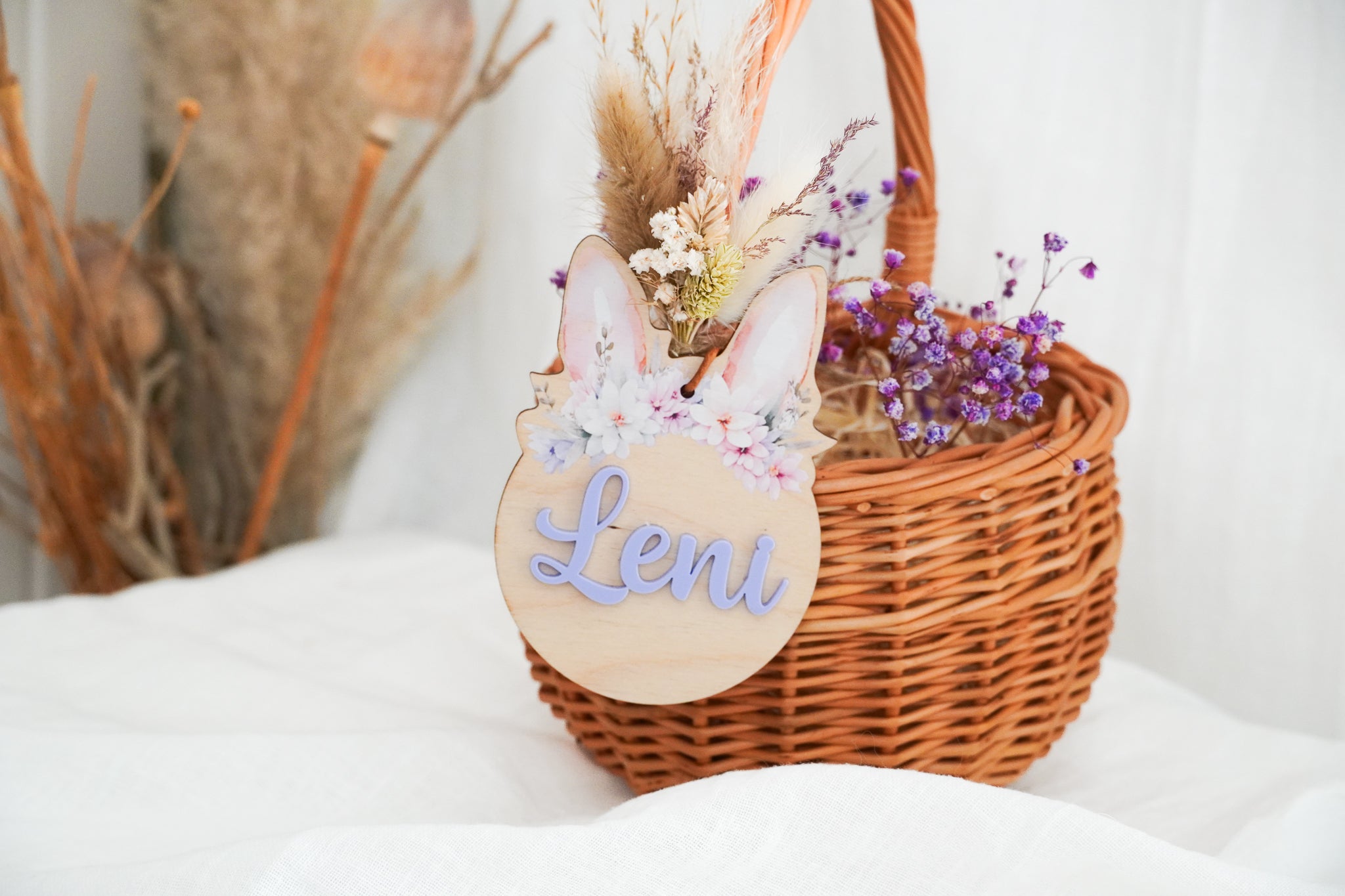 Personalisierts Osterkörbchen für Kinder mit personalisiertem Ei - Anhänger