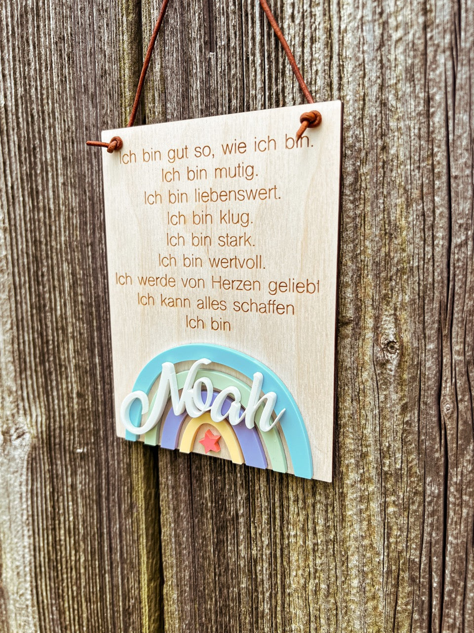 Schulkind 2024 Einschulung Geschenkidee I positive Affirmation Holzschild Ich bin ... I Mutmacher