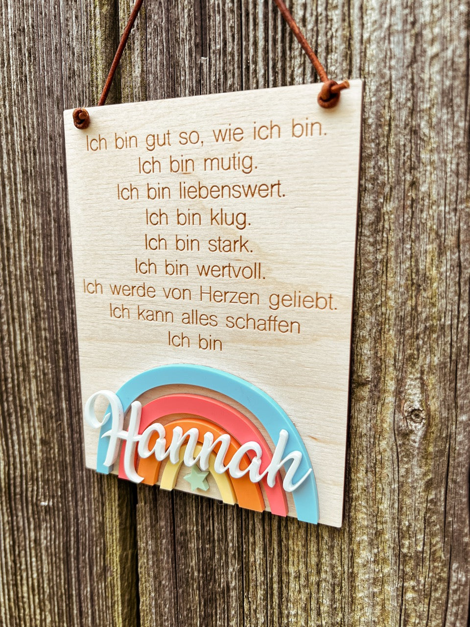 Schulkind 2024 Einschulung Geschenkidee I positive Affirmation Holzschild Ich bin ... I Mutmacher