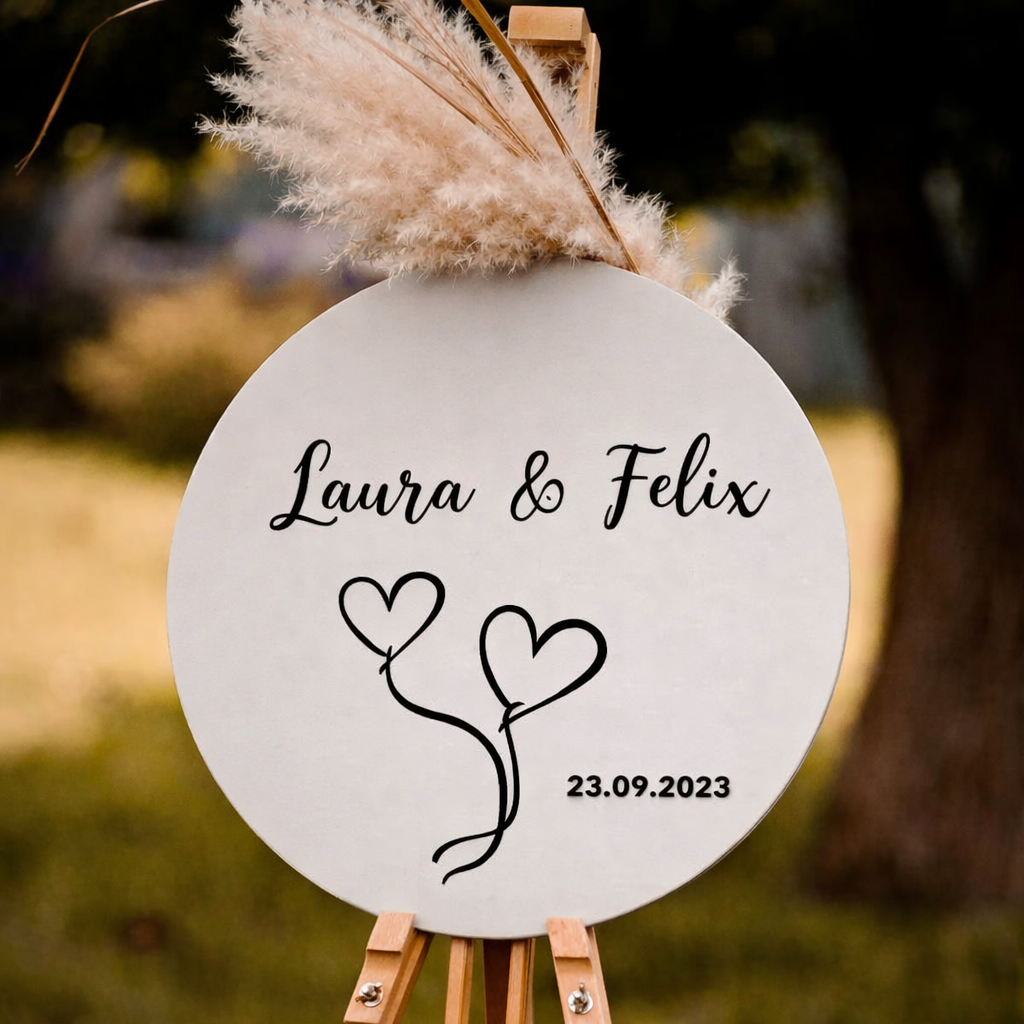 Herzluftballons Alternatives Gästebuch aus Holz