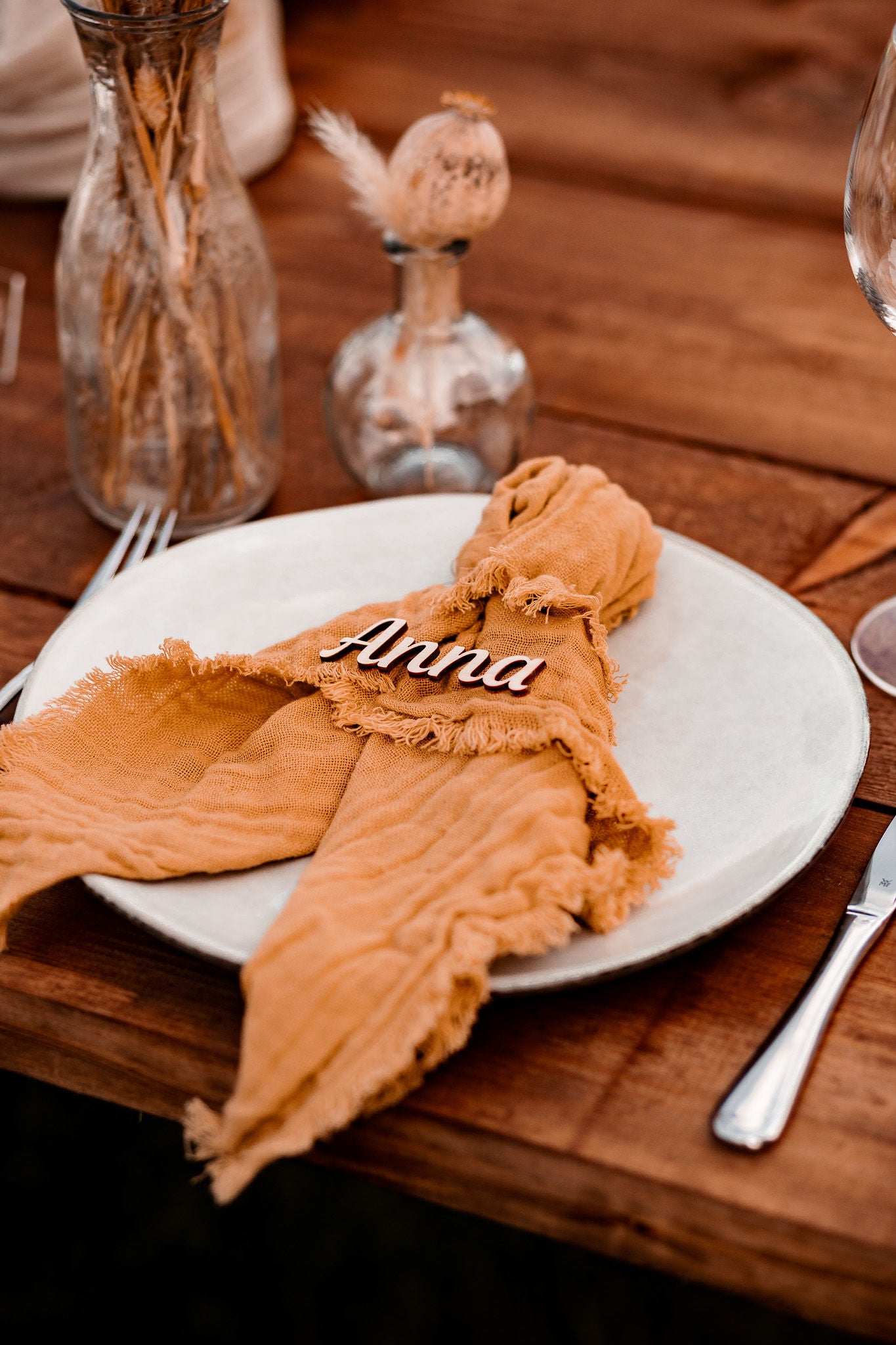 Schriftzug als Platzkarten Tischkarten Namensschild