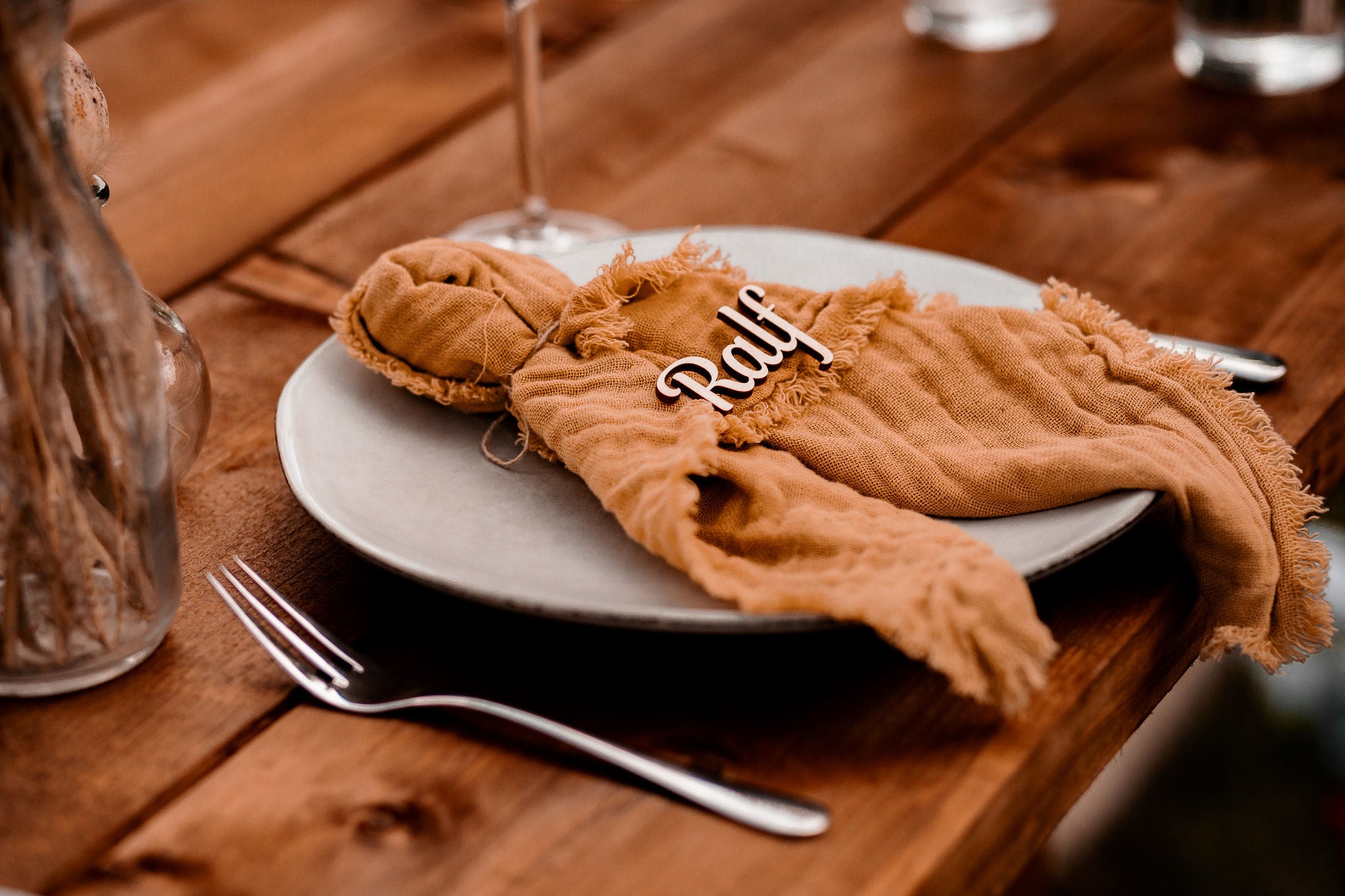 Schriftzug als Platzkarten Tischkarten Namensschild
