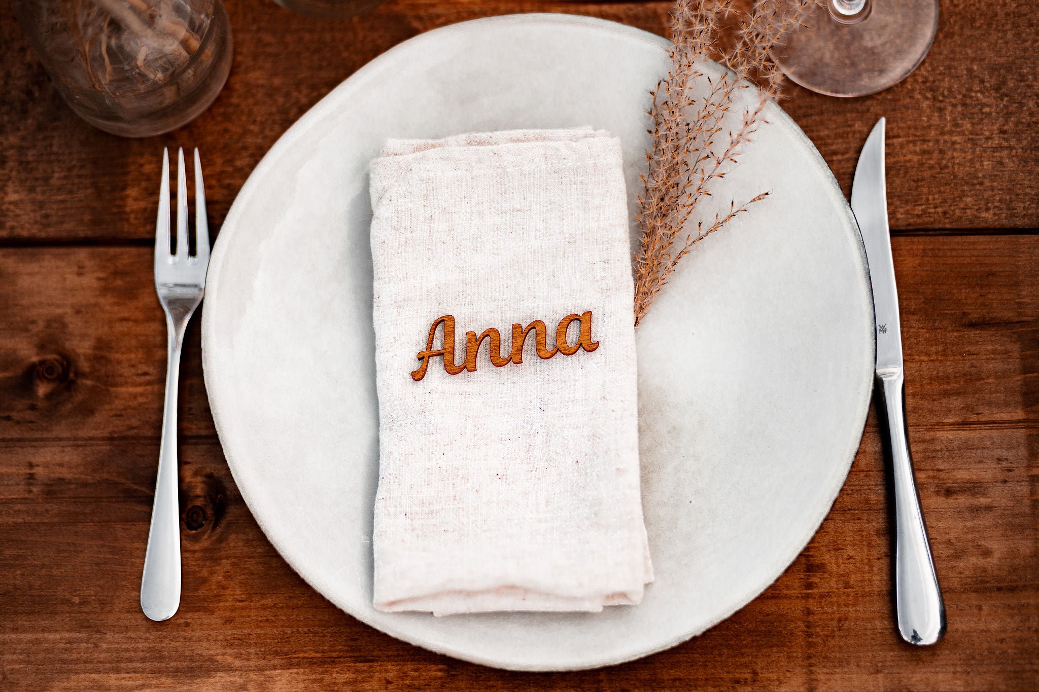 Schriftzug als Platzkarten Tischkarten Namensschild