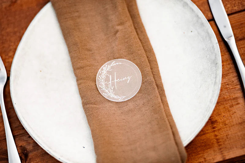 Acryl Platzkarten Tischkarten Namensschild - Kreis Floral - Filigran