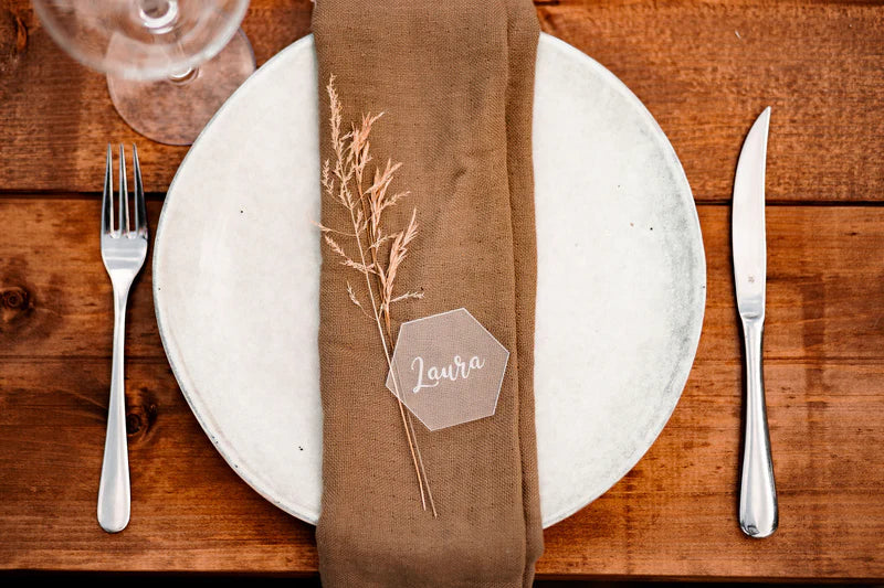 Acryl Platzkarten Tischkarten Namensschild - Hexagon