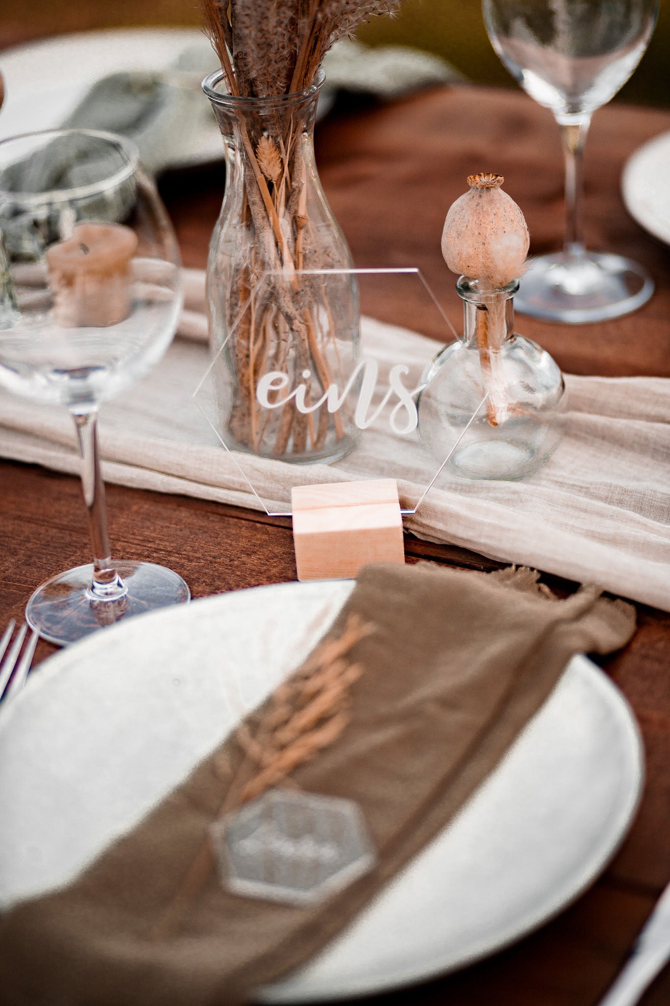 Acryl Platzkarten Tischkarten Namensschild - Hexagon