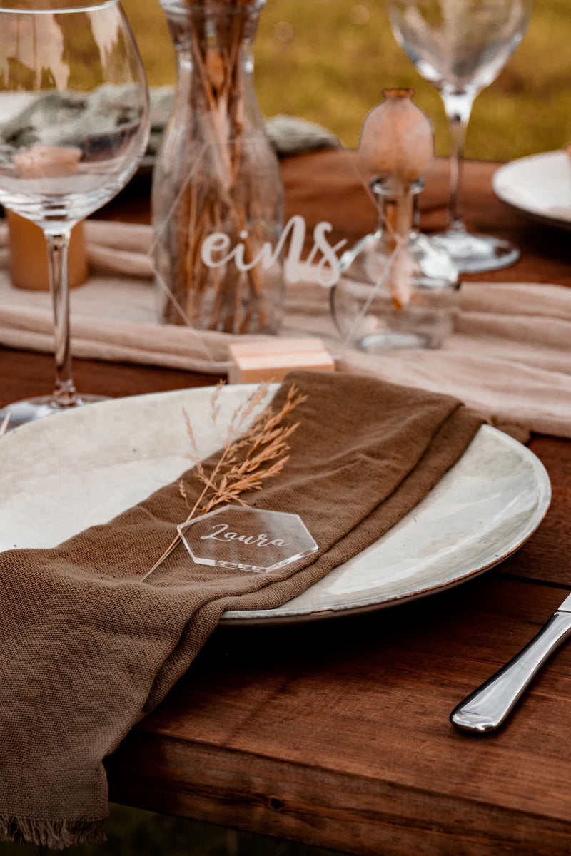 Acryl Platzkarten Tischkarten Namensschild - Hexagon