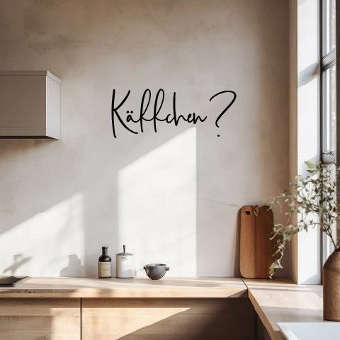 3d Schriftzug für die Wand in der Küche mit dem Slogan "Käffchen ?" In Acryl oder Holz