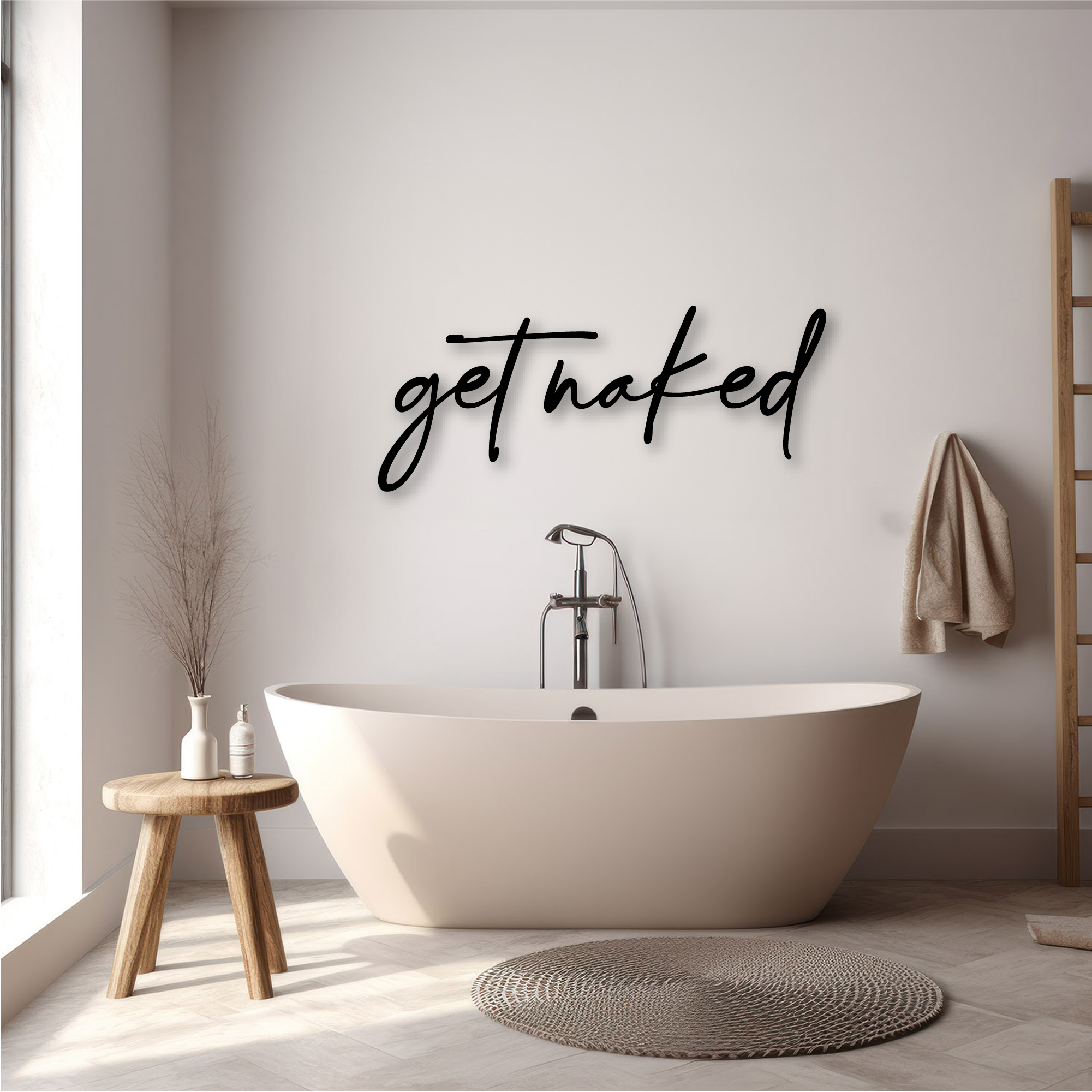 Get Naked Schriftzug Badezimmer Handmade