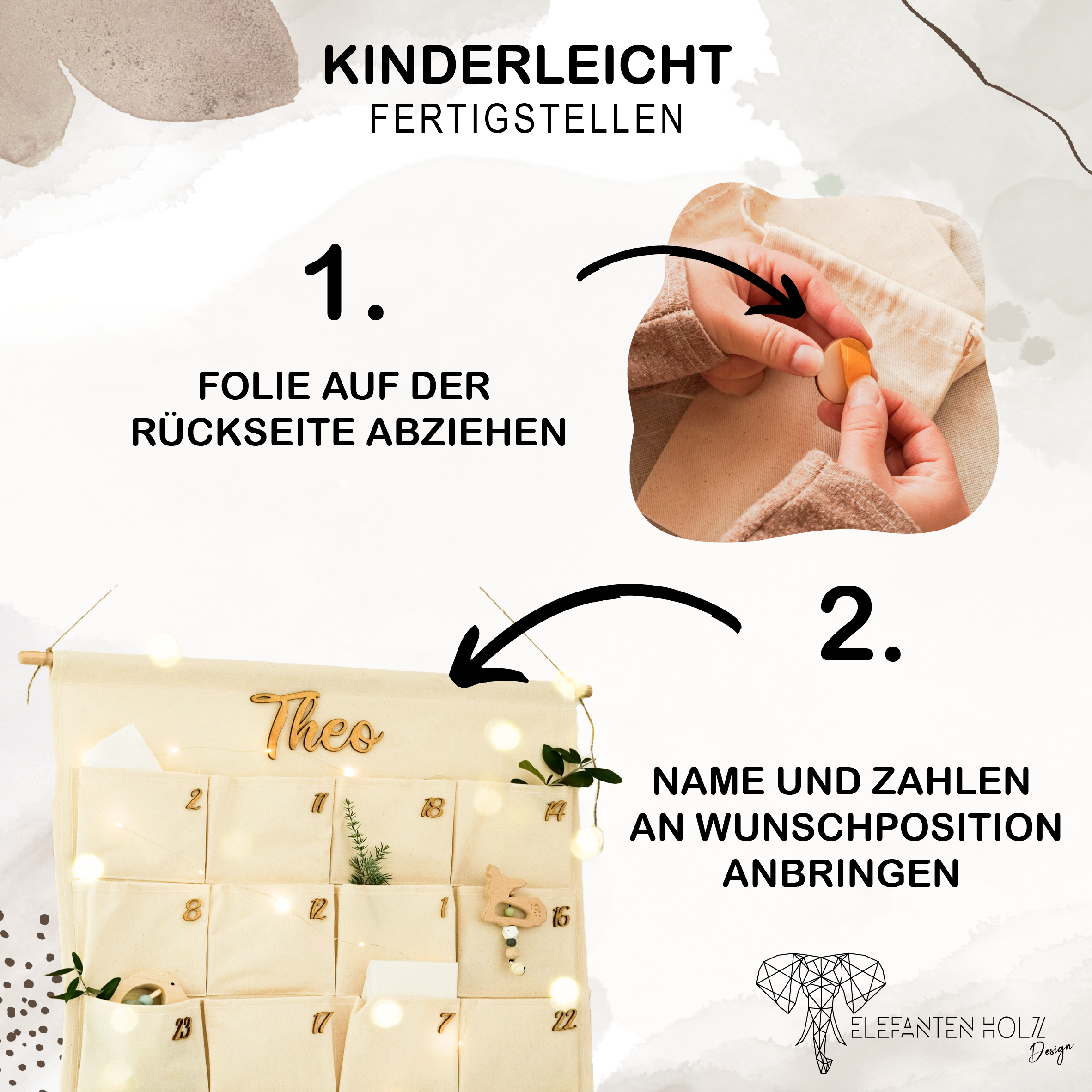 Stoffadventskalender mit Name