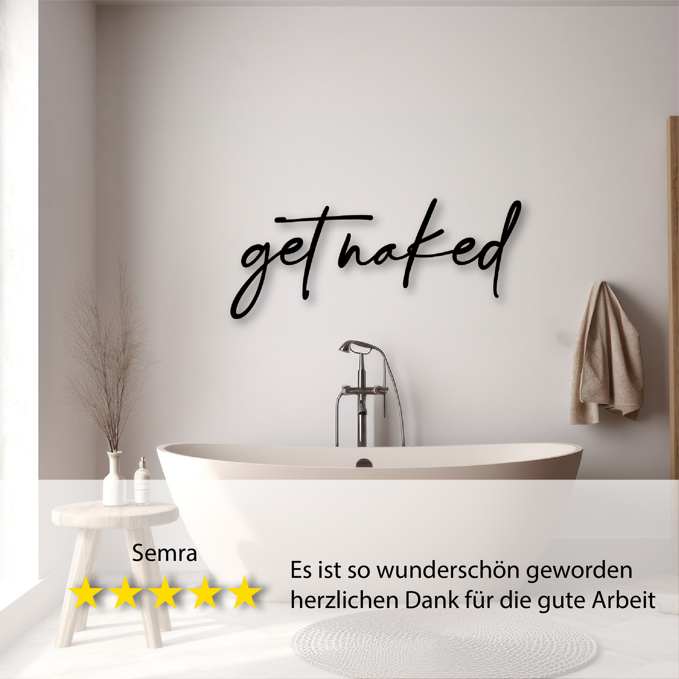 Get Naked Schriftzug Badezimmer Gäste Bad aus Holz oder Acryl