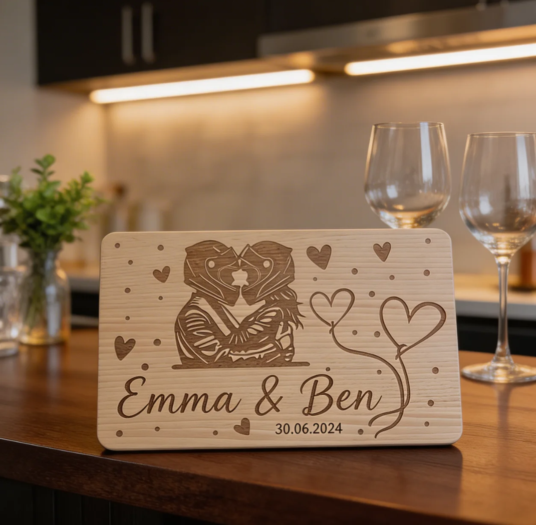 Biker Pärchen Frühstücksbrett personalisierbar