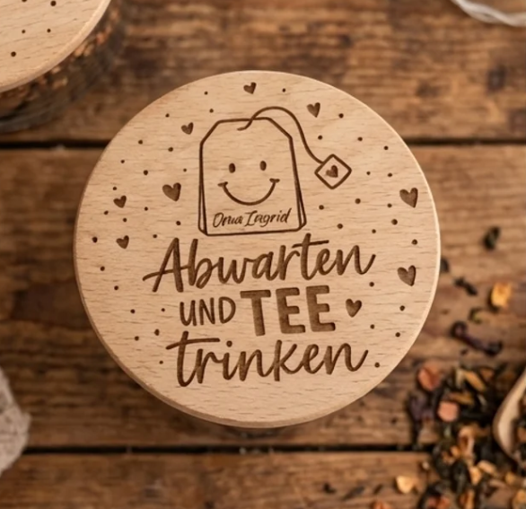 Teeglas mit Holzdeckel und Gravur | Einmachglas | personalisiert