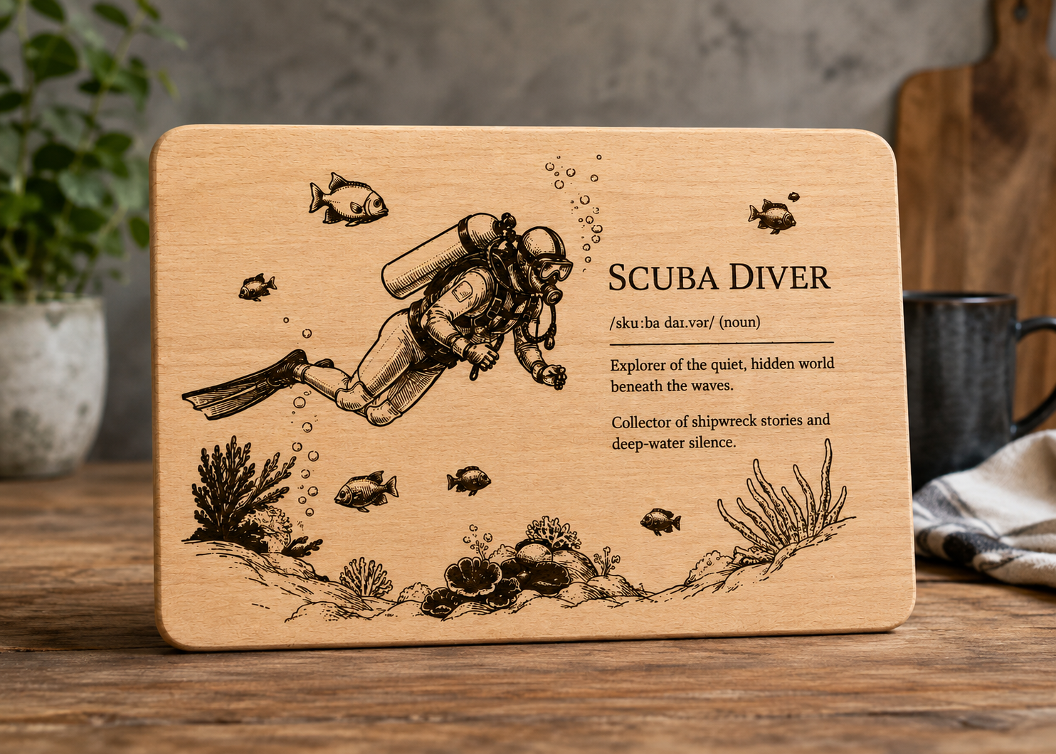 Scuba Diver Brettchen