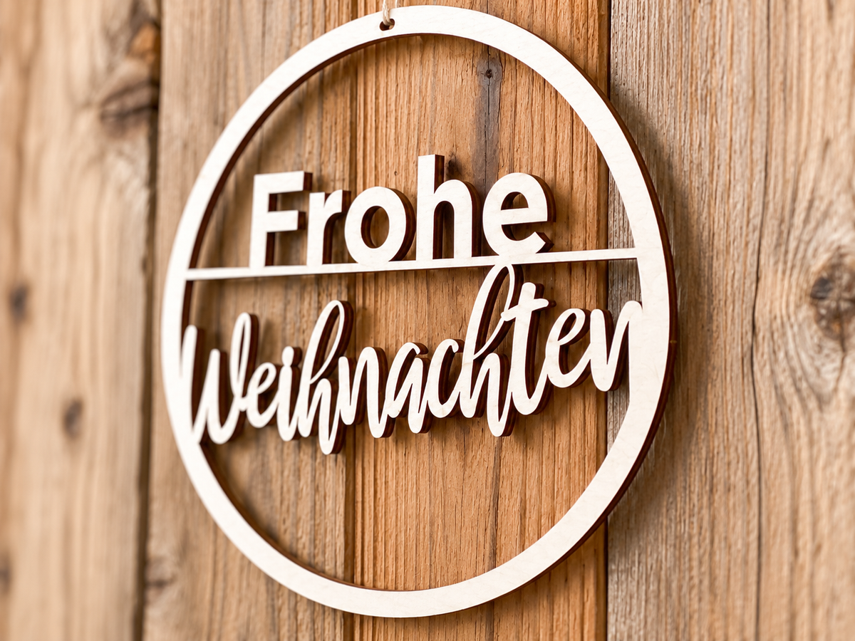 Türschild Weihnachten aus Holz „Frohe Weihnachten“ – Weihnachtsdeko zum Aufhängen