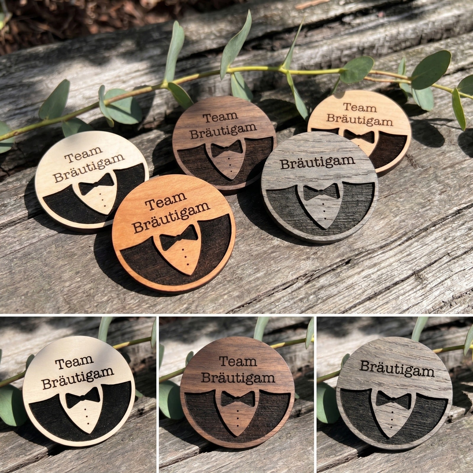 JGA Button Bräutigam/ Buttons Holz