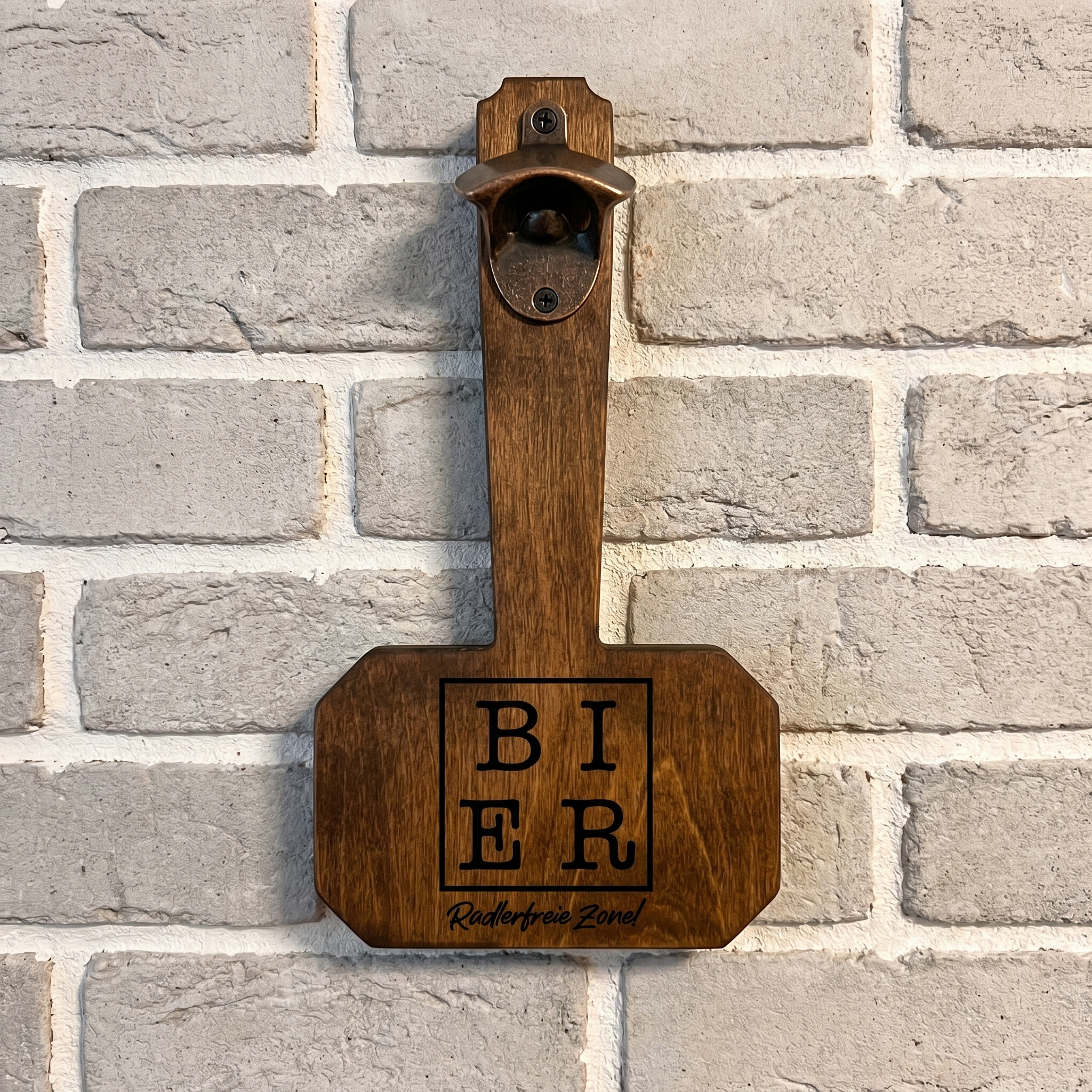"Bier - Radler freie Zone!" Mjölnir Flaschenöffner im Hammer