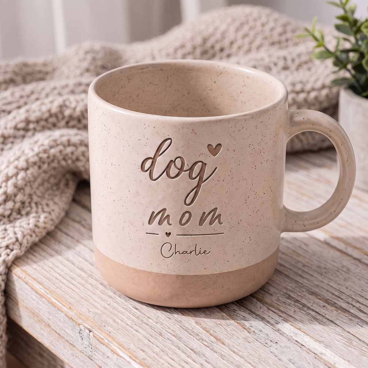 dog mom & dog dad Keramik Tasse | Weiß & Grau I personalisiert