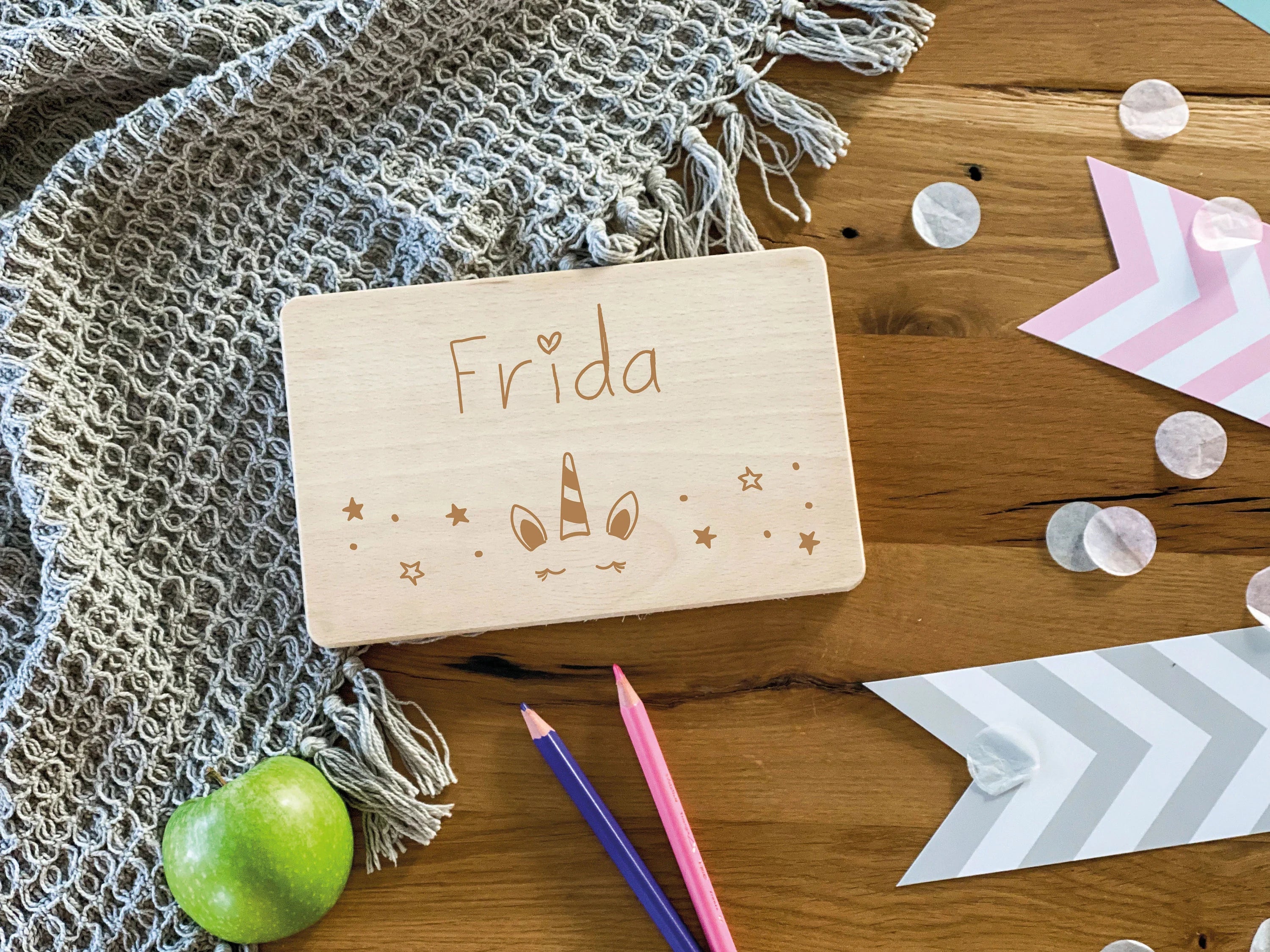 Frühstücksbrettchen Kinder Einhorn I personalisierbar