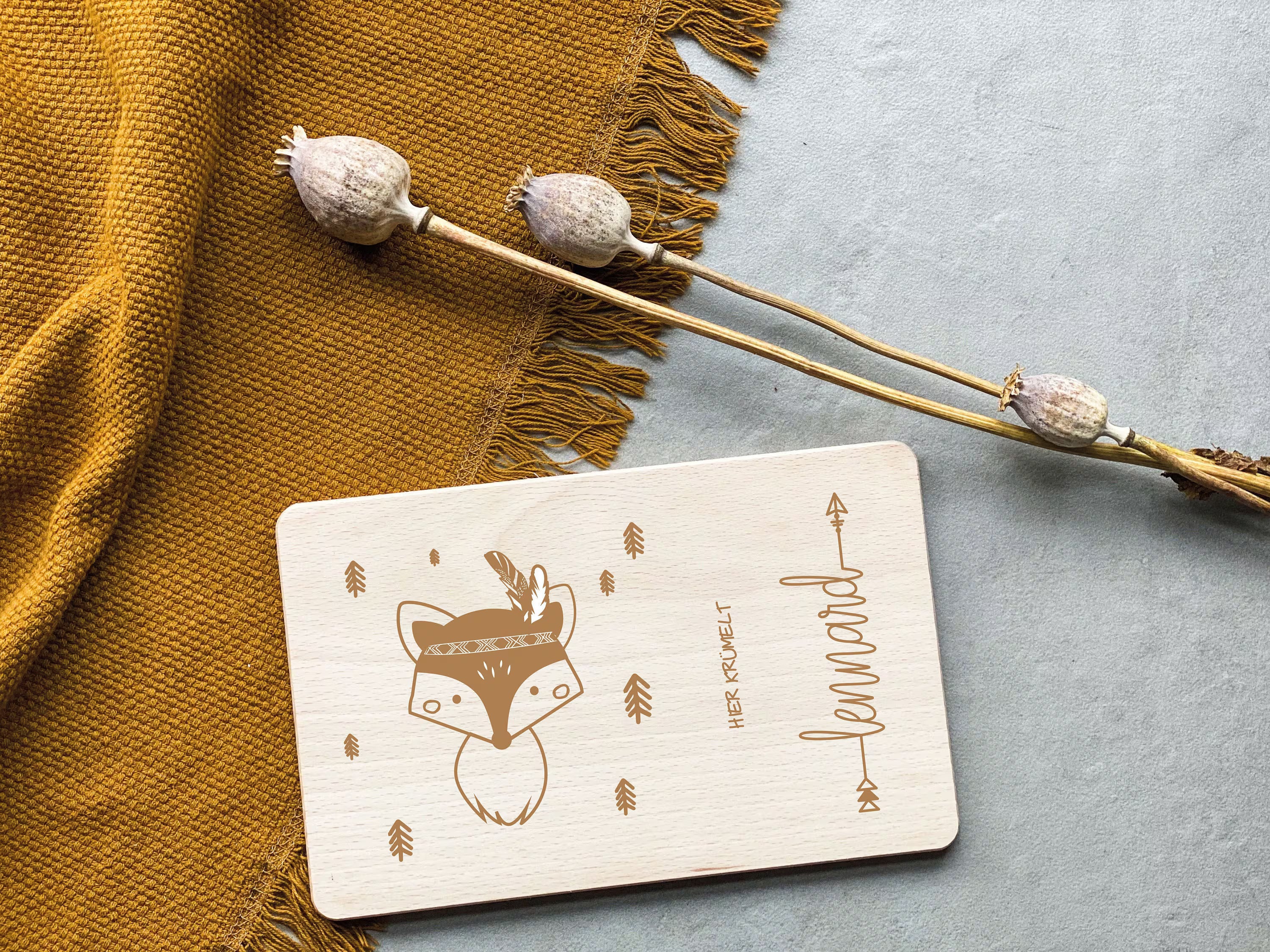 Frühstücksbrettchen Kinder Fuchs I personalisierbar