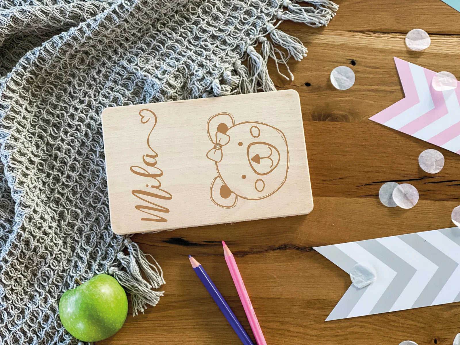 Frühstücksbrettchen Kinder Bär Mädchen I personalisierbar