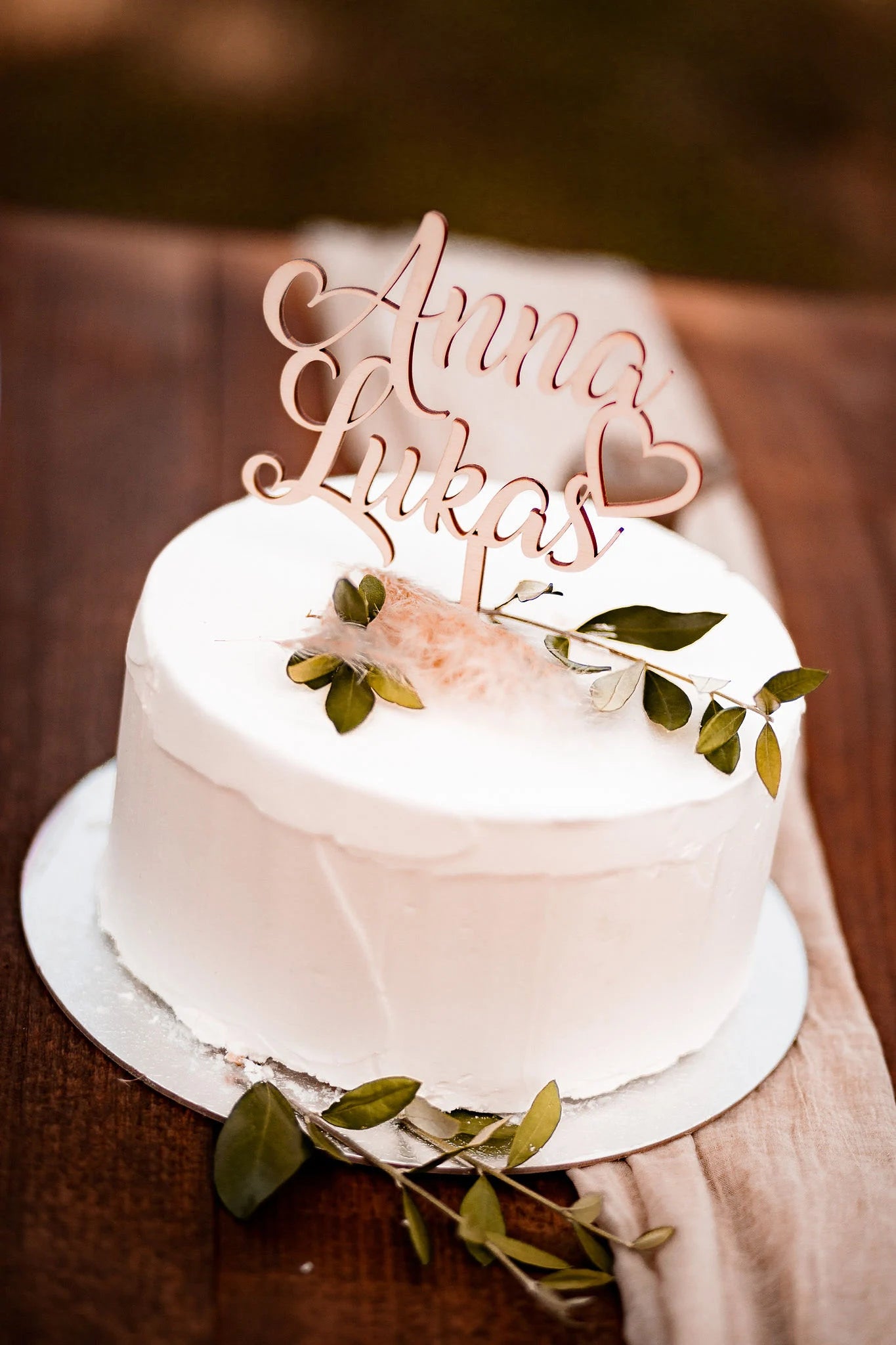 Cake Topper Vornamen aus Holz mit Design Mr und Mrs
