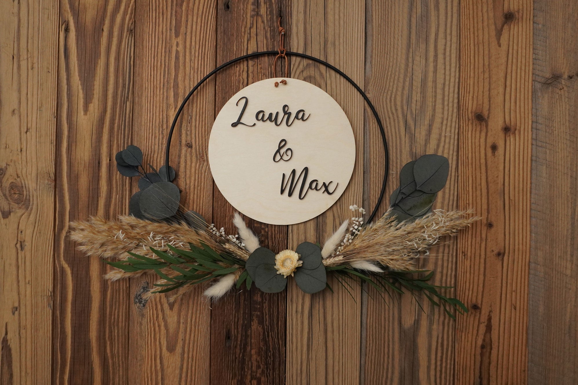 Trockenblumenring Mr. Green mit Holzschild