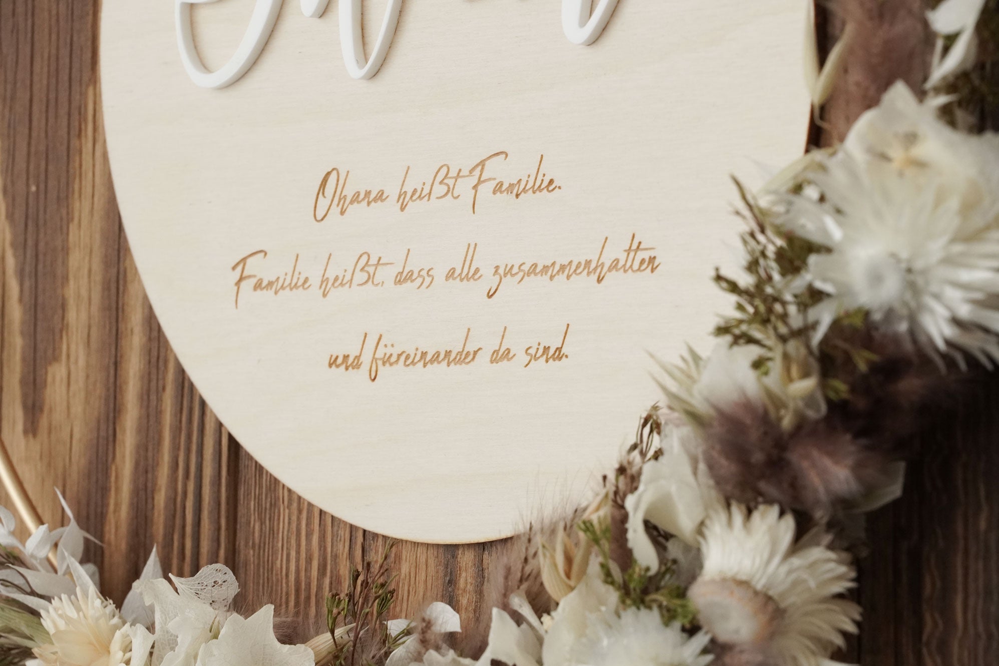 Trockenblumenring Nature LOVE mit Holzschild