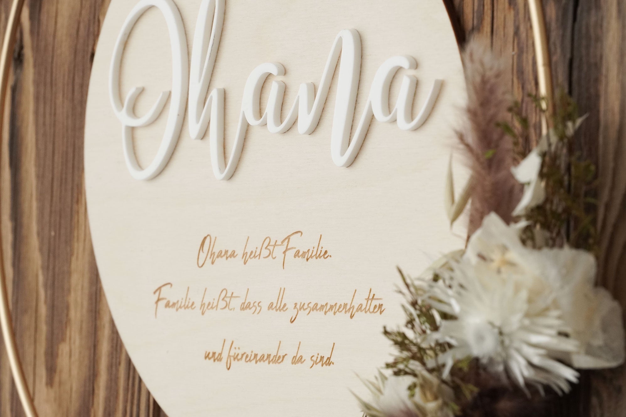 Trockenblumenring Nature LOVE mit Holzschild