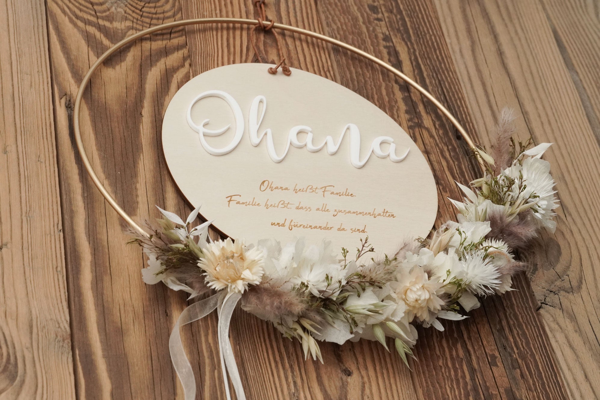 Trockenblumenring Nature LOVE mit Holzschild