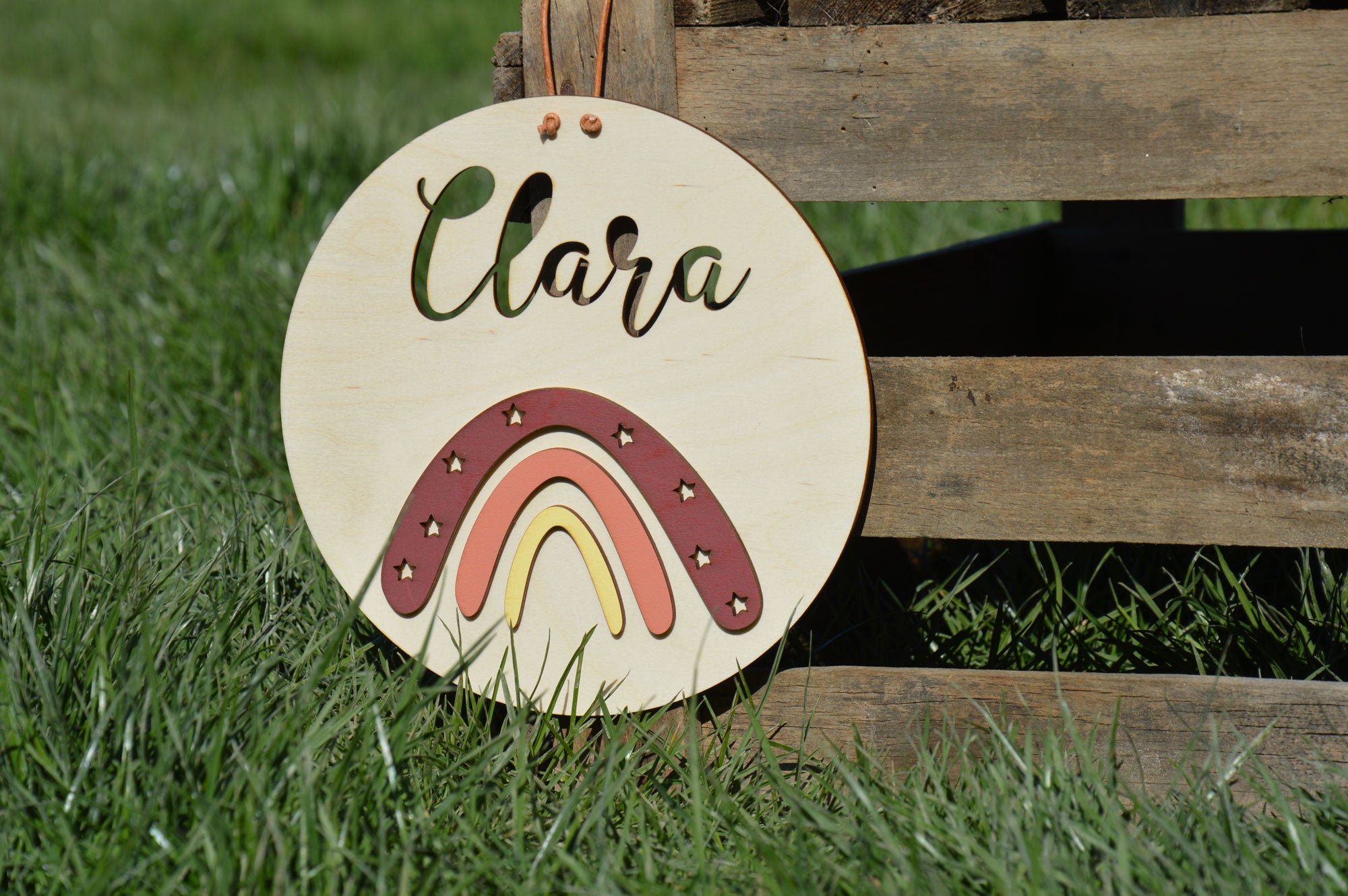 Personalisiertes Holzschild Regenbogen