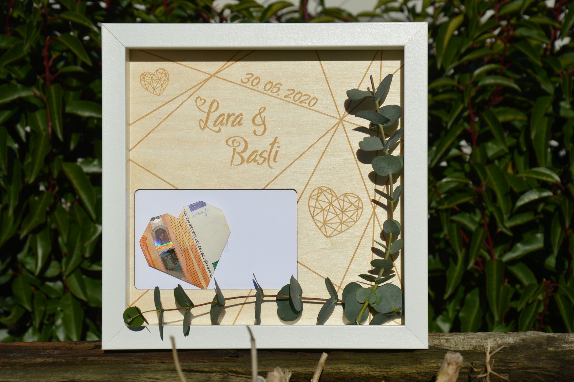 Bilderrahmen I Geldgeschenk - "Hochzeit Herz Design"