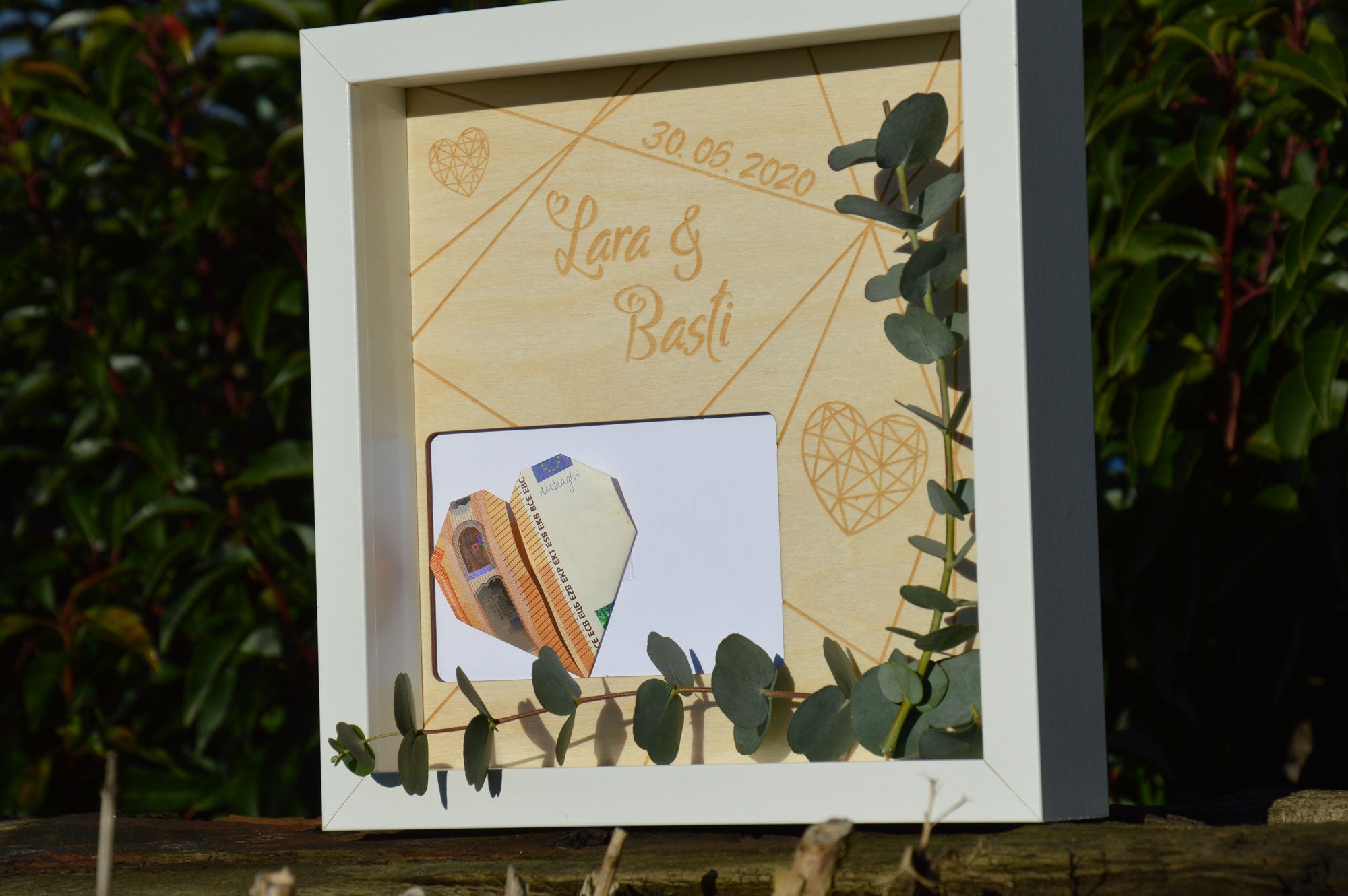 Bilderrahmen I Geldgeschenk - "Hochzeit Herz Design"