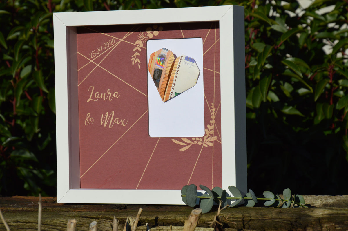Bilderrahmen I Geldgeschenk - "Hochzeit florales Design"