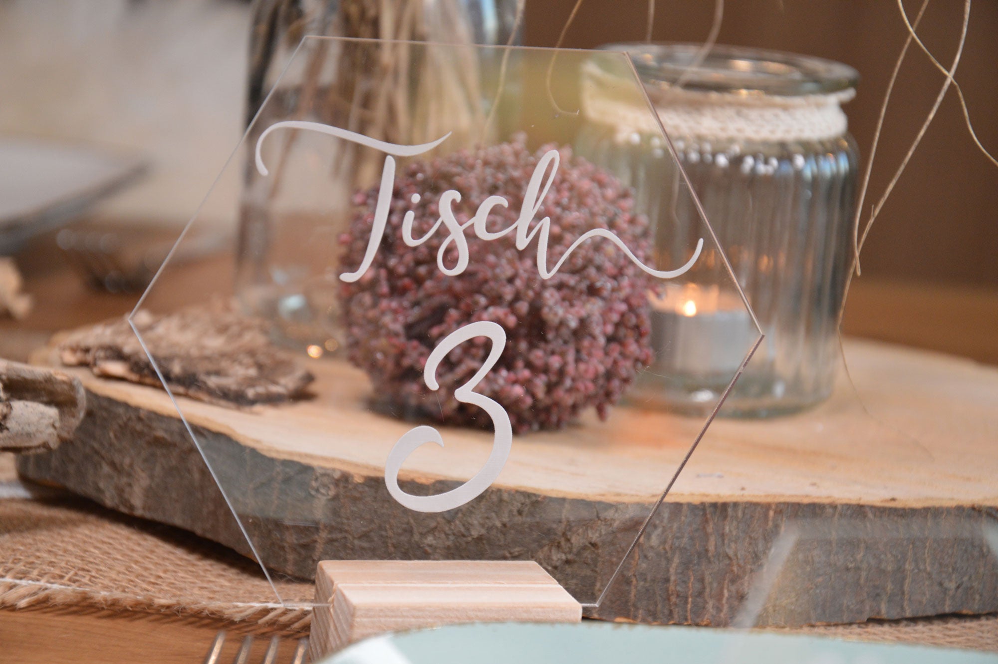 Acryl Tischnummern - Hexagon