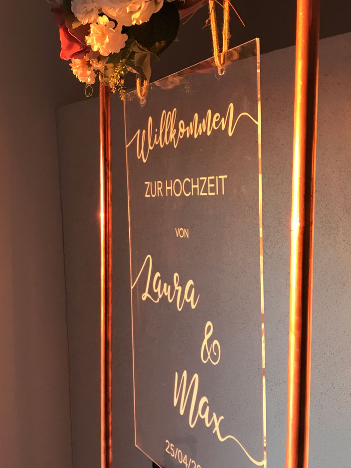 Willkommensschild Hochzeit