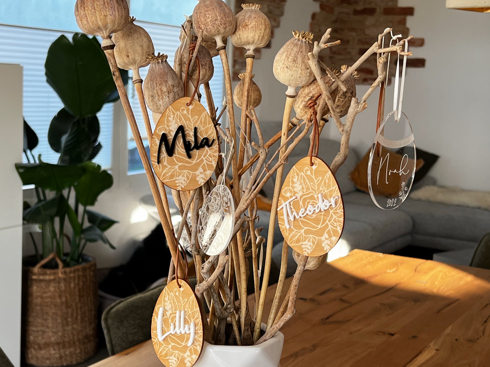 Osterkörbchen mit personalisiertem 3D Ei - Anhänger