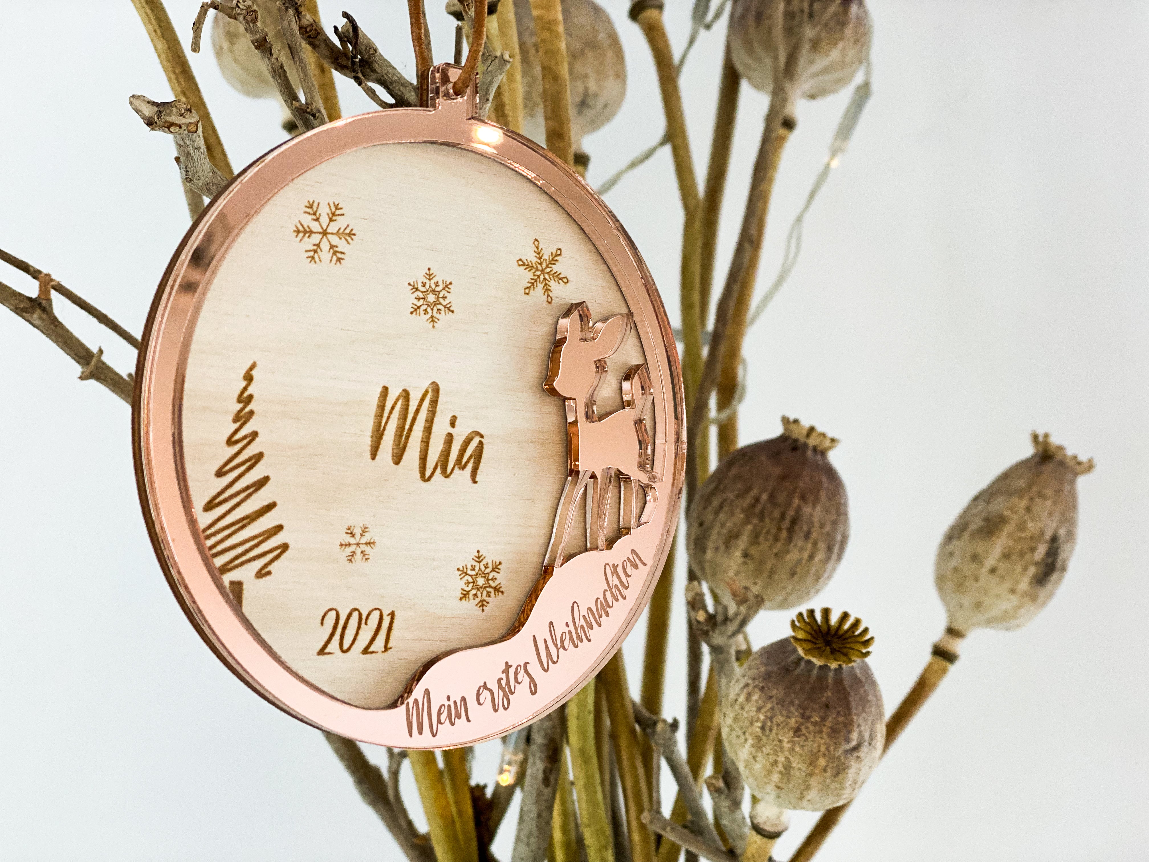 Weihnachtskugel 3D "Mein erstes Weihnachten- Rehkitz"