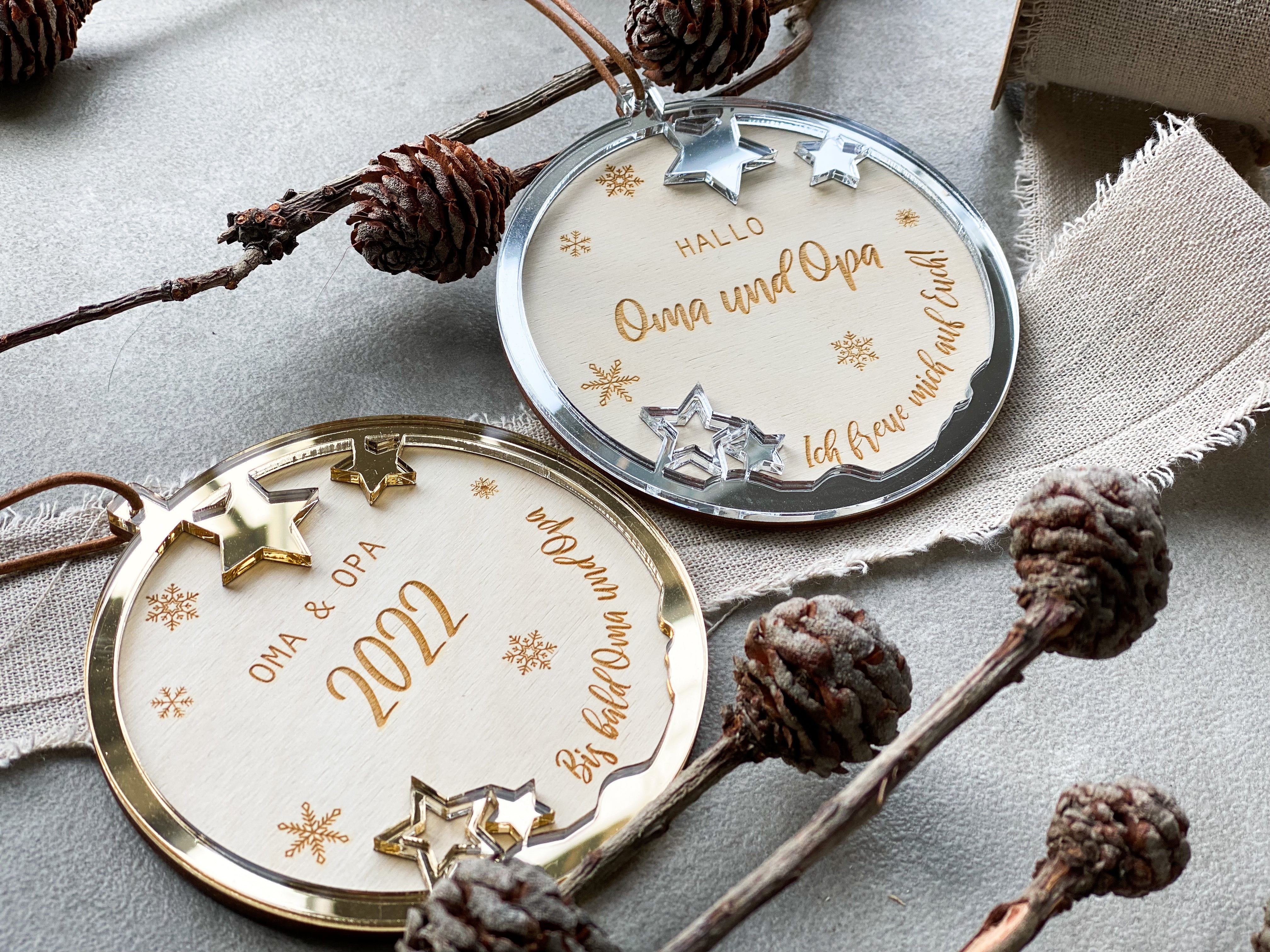 Weihnachtskugel 3D "Hallo Oma und Opa"