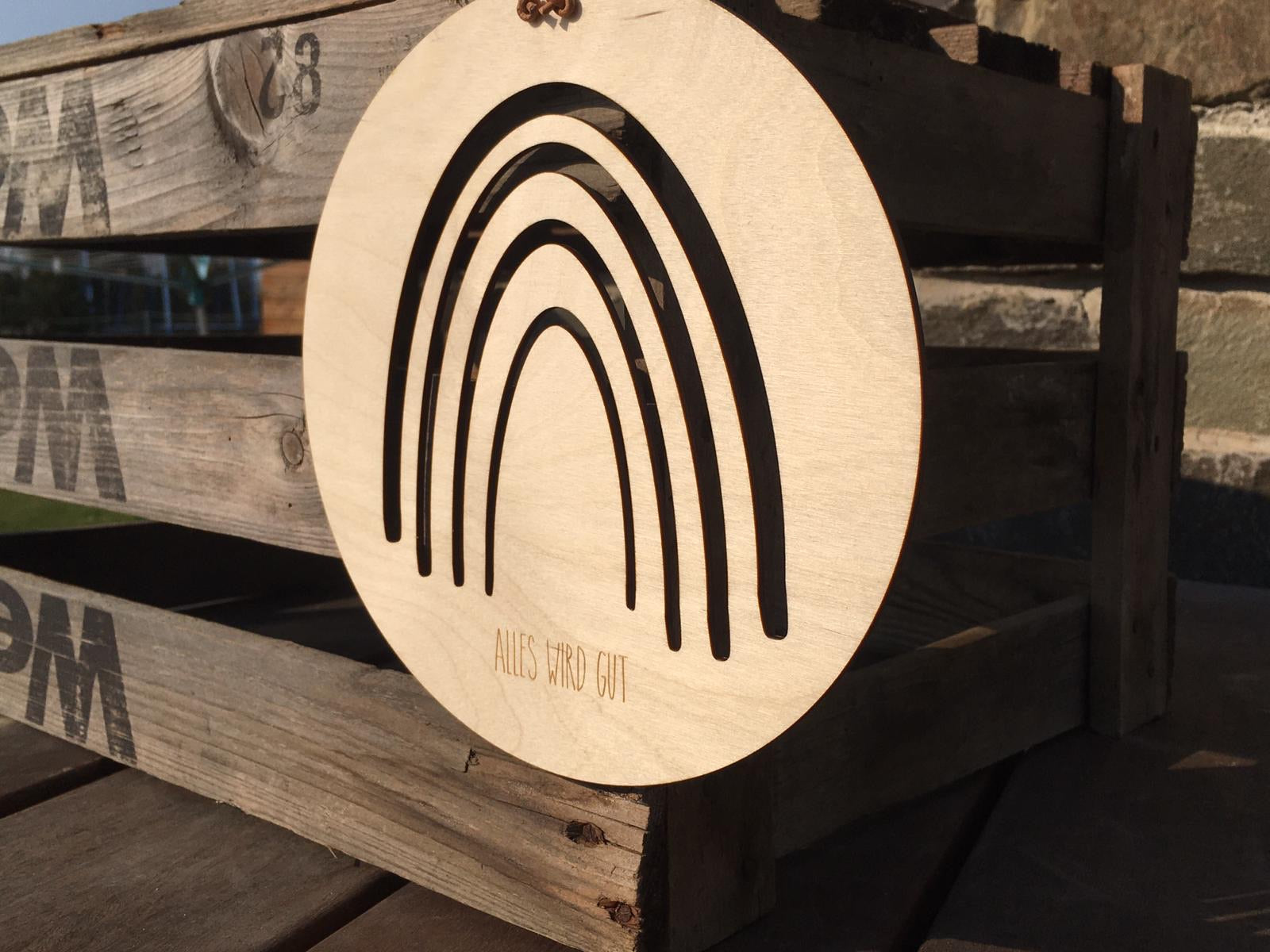 Holzschild "Regenbogen ALLES WIRD GUT"