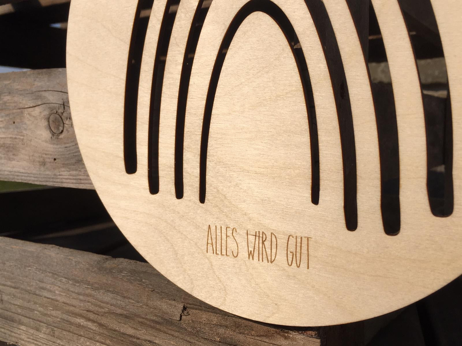 Holzschild "Regenbogen ALLES WIRD GUT"
